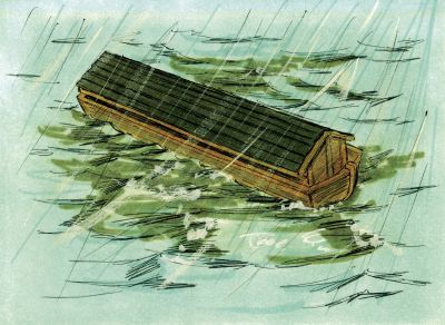 Illustration til Første Mosebog 7:18