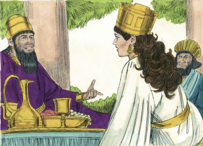 Illustration for Esther 7:1
